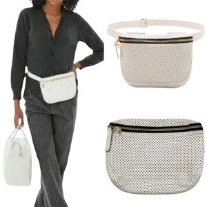 Clare V Fanny Pack In Brie Perforated Leather Belt Bag - Missing Belt - Coastal